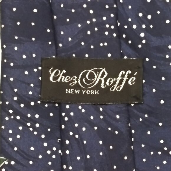 Vintage CHEZ ROFFE Floral 100% Silk Tie Roses Polka Dots Wedding Formal Occasion - Picture 2 of 7